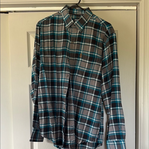 Izod Blue and Gray Casual Button Down Shirt - Picture 1 of 5